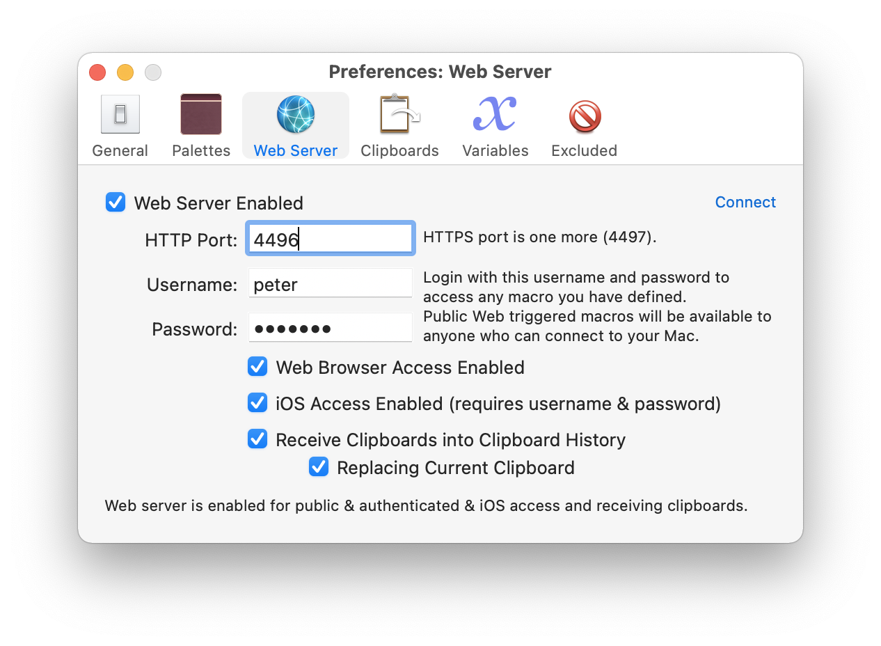  Preferences Web Server Pane 